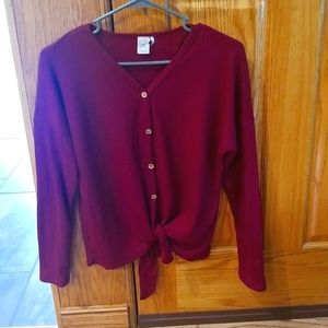Small burgandy tie front woman's sweater